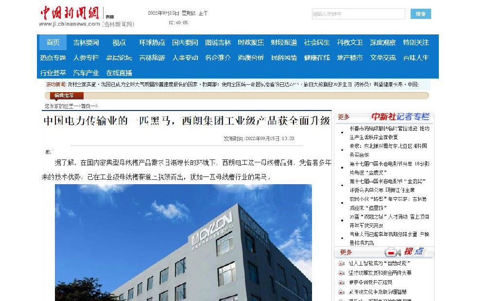 “电力传输业的一匹黑马”中国新闻网报道西朗集团及产品